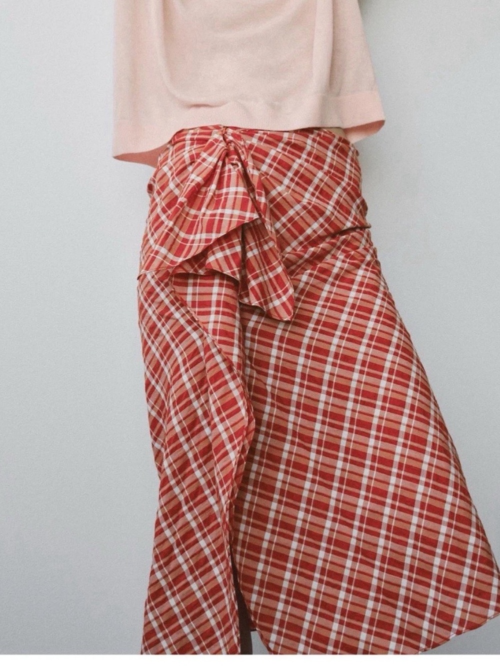ZARA PLAID MIDI SKIRT